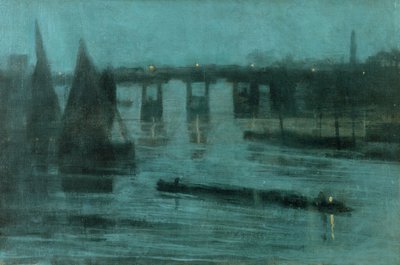 Nocturno, Puente Viejo de Battersea, 1885 de Walter Greaves